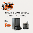 Robot vacuum and spot carpet cleaner bundle, gray and black