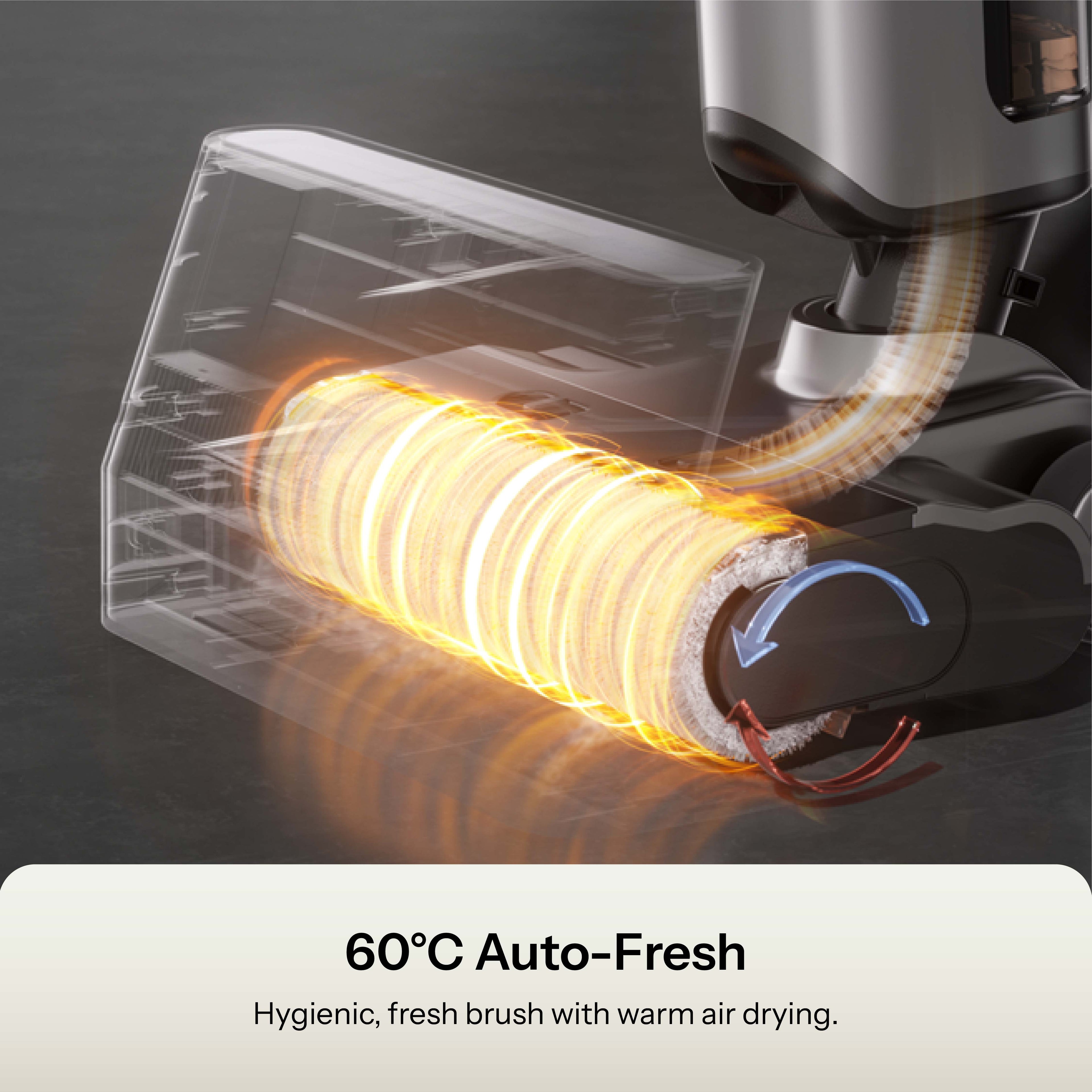 UWANT D500 Pro 60C hot air drying keeps the brush roller hygienic and fresh
