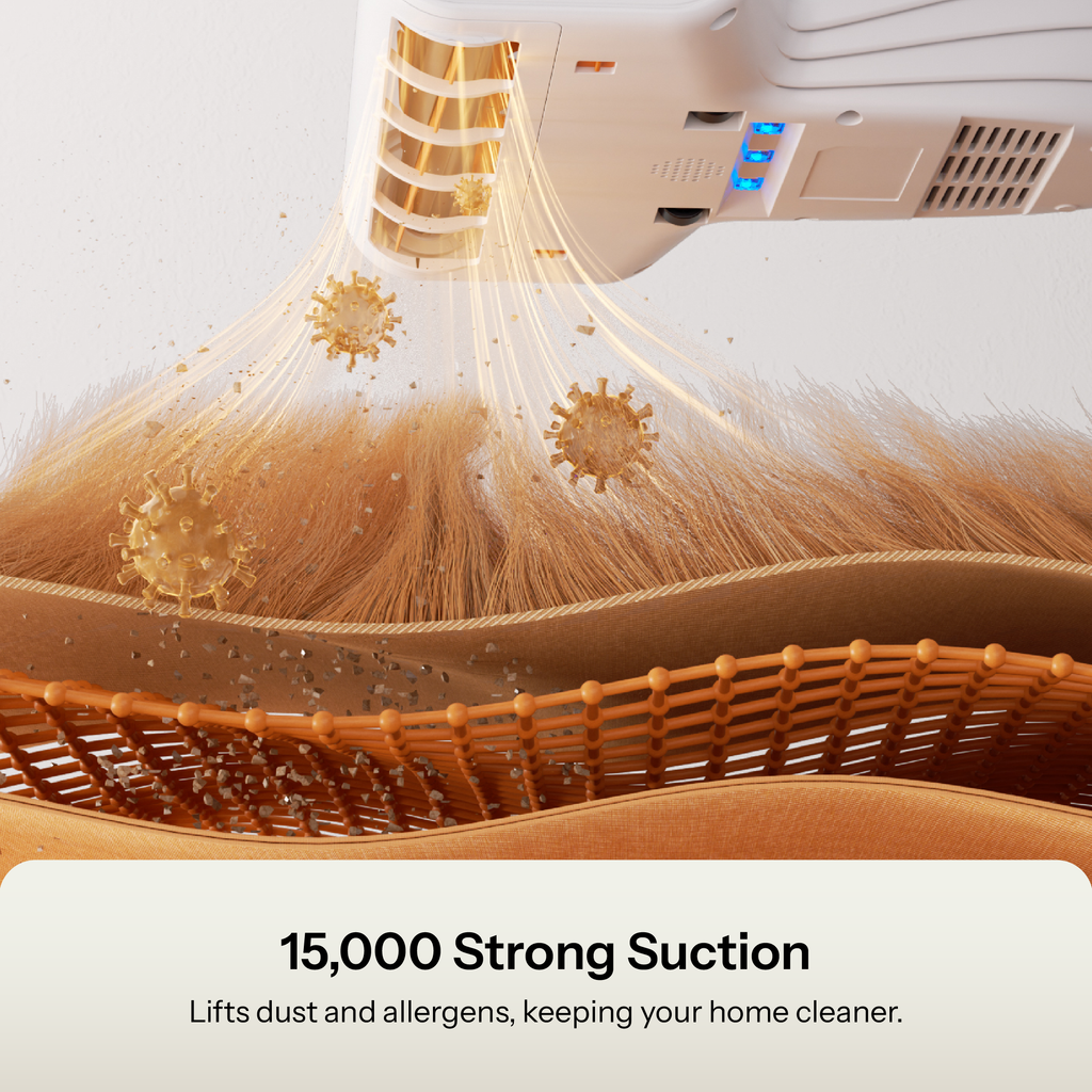 UWANT M600 15000Pa strong suction lifts dust allergens and fine particles from mattresses