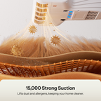 UWANT M600 15000Pa strong suction lifts dust allergens and fine particles from mattresses