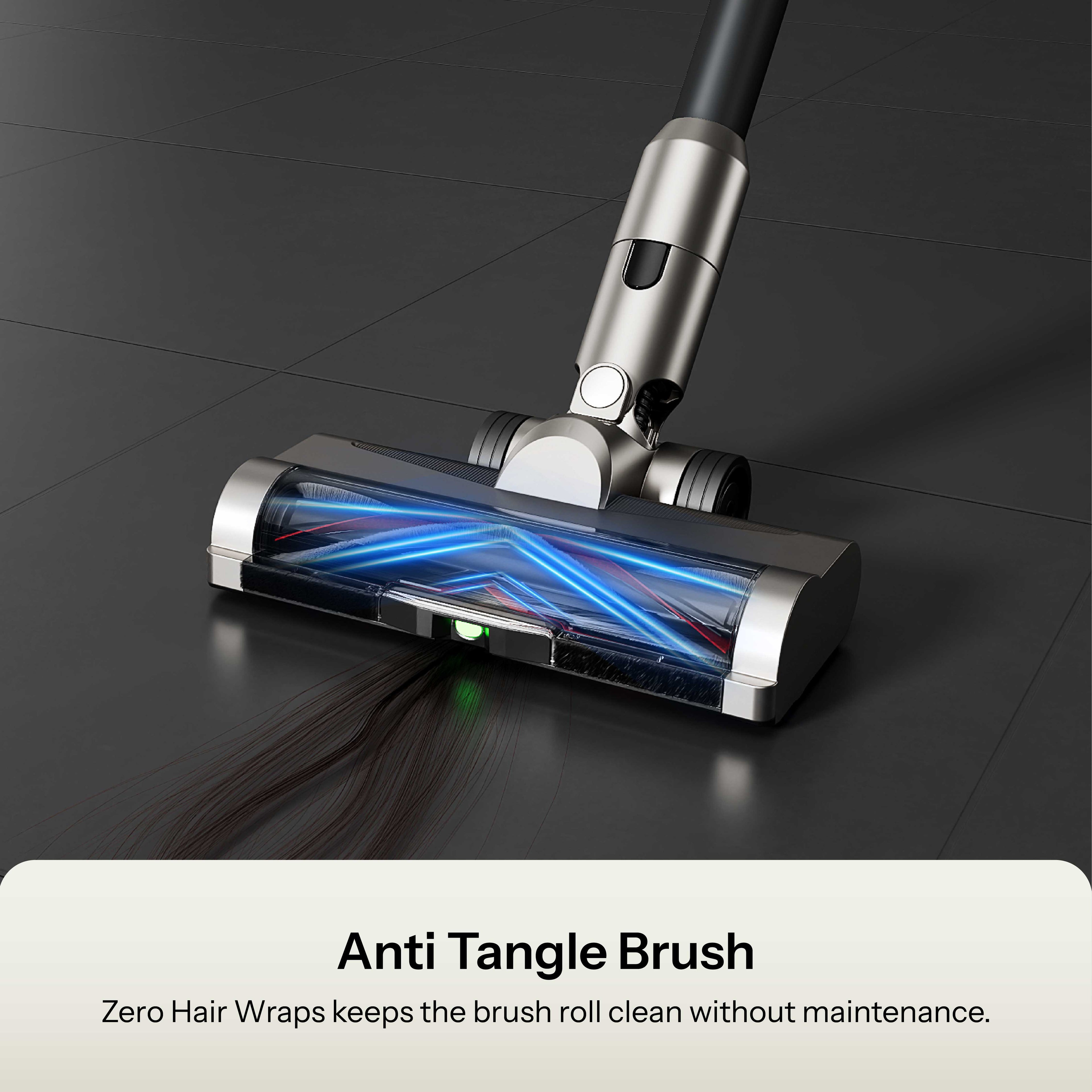 UWANT V500 anti tangle brush helps prevent hair wrap on the brush roll
