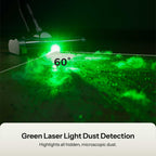 UWANT V500 green laser light dust detection highlights hidden dust on hard floors