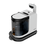 Portable carpet & spot cleaner with top nozzle and clear dirty-water tank, white/black